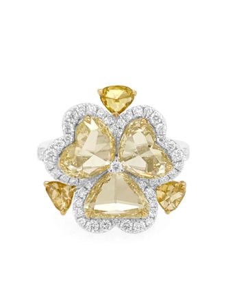 HYT Jewelry Anello in oro bianco e giallo 18 carati con diamanti - Argento