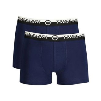 Trussardi Blauwe Katoenen Boxershorts met Logo - Heren - Onderbroek - Blauw - L - Katoen - Ondergoed