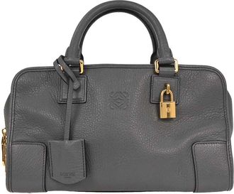Loewe Amazona Bag Leather Gray Leather Handbag (Pre-Owned)