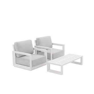 Kerama Conjunto de jard&iacute;n de 2 sillones de aluminio blanco y mesa