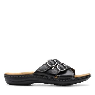 Clarks Womens Heritage Casual Flat Sandal, Black Leather, 6.5 Wide