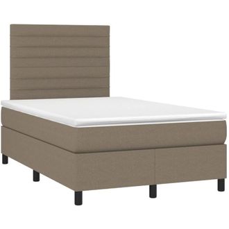vidaXL Vidaxl - Cama Box Spring Con Colch&oacute;n Y Led Tela Gris Taupe 120x190 Cm