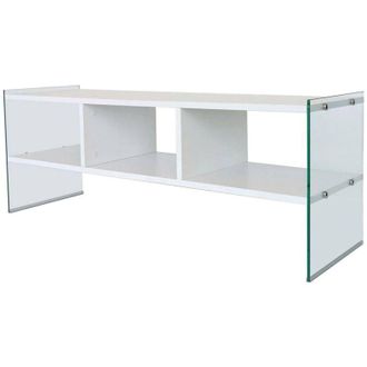 Dmora Dmora - Mueble De Televisi&oacute;n Dbennace, Aparador De Sal&oacute;n, Mueble Bajo Para Tv, Base De Pared Equipada, 120x35h45 Cm, Blanco
