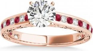 Allurez Ruby & Diamond Channel Set Engagement Ring 14k Rose Gold (0.42ct)