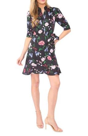 CeCe by Cynthia Steffe Floral Print Wrap Dress in Rich Black at Nordstrom Rack, Size X-Large