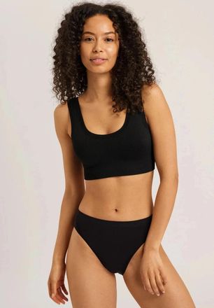 Hanro Touch Feeling Crop Top Womens Black Stretch Padded Performance JZZ440