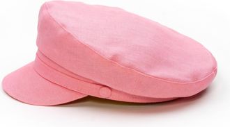 Sterkowski Pireus Cap | 100% Linen Sailor Hat Vintage Barge Mariners Breton Military Greek Fishermans Fiddler Women Grandad Hats Mens Summer UK 6 7/8 Pink