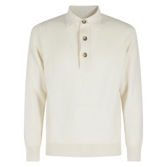 FILIPPO DE LAURENTIIS Polo Manica Lunga Cashmere - Heren - Tops - Wit - Maat: 2XL Kasjmier
