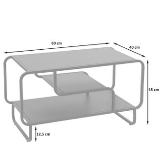 Hhg Nunca Usado] Mesa De Centro Hhg 168, Mesa De Sal&oacute;n, Industrial, 3 Estantes, Metal, 45 X 80 X 40 Cm, Negro
