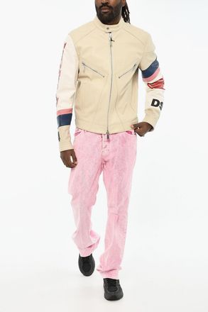 Dsquared2 Hammered Leather Jacket with Perforated Details Dsquared2