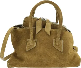 The Attico Suede Military Green Shoulder Bag With Rounded Handles And Relaxed Silhouette