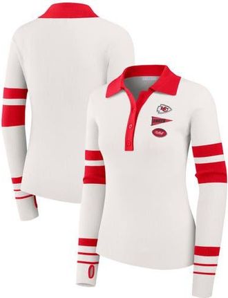 WEAR by Erin Andrews Womens WEAR by Erin Andrews White Kansas City Chiefs Ribbed Henley Polo Sweater at Nordstrom, Size Xx-Large