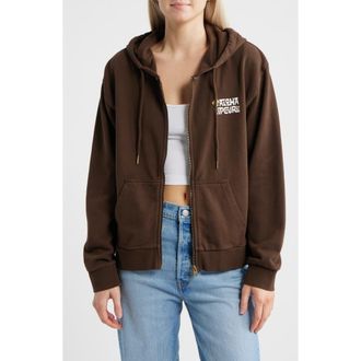 Rip Curl Aloha State Full Zip Relaxed Cotton Hoodie in Brown at Nordstrom, Size Xx-Small