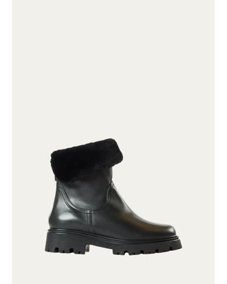 Aquatalia 40mm Mimi Shearling-Lined Waterproof Suede Ankle Boots