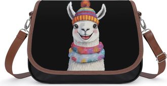 Generic Cute Llama in Winter Small Womens Crossbody Bags Shoulder Handbag with Adjustable Strap for Travel