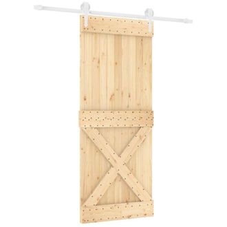 vidaXL Puerta Corredera Con Herrajes Madera Maciza De Pino 90x210 Cm Vidaxl
