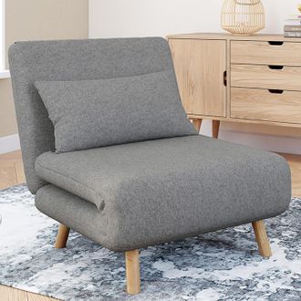 IDMarket Romeo Sof&aacute; Cama Convertible 1 Plaza 80x190 Cm Tela Gris Claro