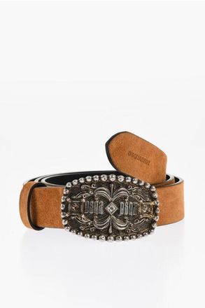 Dsquared2 Solid Color Suede Belt with Metal Buckle 30mm size 85
