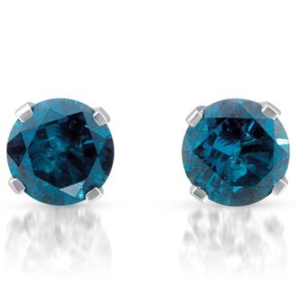 Pompeii3 3/8ct Blue Diamond Studs 10K White Gold