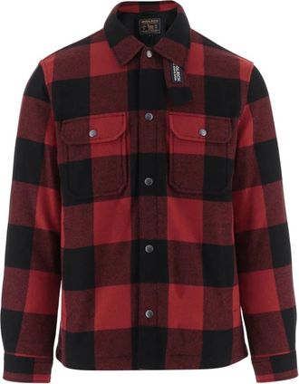 Woolrich Geruite Wolmix Overhemd - Heren - Casual Overhemden - Rood - L - Wol - Overhemden
