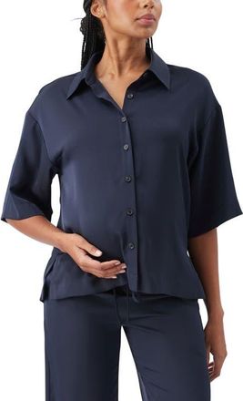 Ripe Tamara Satin Shirt in Midnight at Nordstrom, Size X-Large