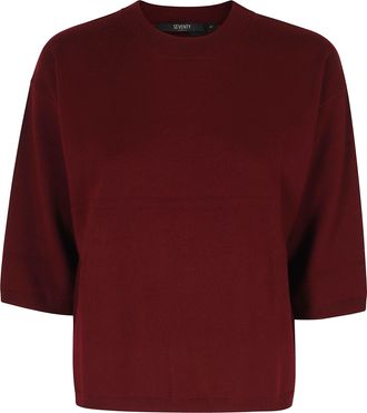 Seventy Burgundy Crew-Neck Sweater with Ribbed Trim