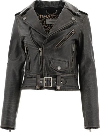 Golden Goose Leren Bikerjack - Dames - Leren en Su&egrave;de Jassen - Zwart - S - Leer - Jassen
