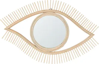 Beliani Espejo De Pared Madera Clara 48 X 79 Cm Marco Hecho A Mano Bamb&uacute; Forma De Ojo Boho R&uacute;stico Soyopa