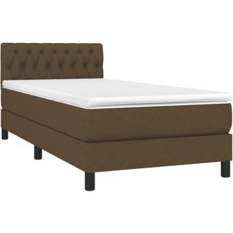 vidaXL Cama Box Spring Con Colch&oacute;n Tela Marr&oacute;n Oscuro 90x190 Cm Vidaxl