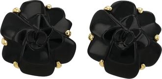 Chanel Orecchini a clip Camellia in oro giallo 18kt con onice