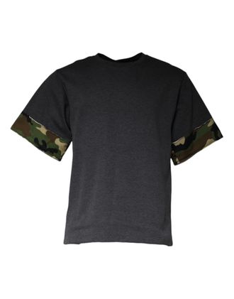 Dolce & Gabbana Mens Camouflage Cuff Short Sleeve Tee - Grey Cotton - Size EU 46 (Mens)
