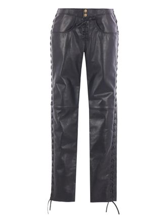 Isabel Marant lace-up leather straight trousers - Black