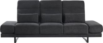 Beliani Sof&aacute; 3 Plazas Moderno Tapizado Poli&eacute;ster Patas Acero Apoyabrazos Y Respaldo Regulables Negro Ikast