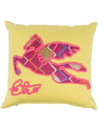Etro Home embroidered-motif cotton cushion - unisex - Viscose/Polyester/Polyamide - One Size - Green