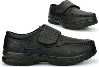 Generic Mens Wide Fit Shoes Size 6 Boys Shoe Size 11 Comfort Shoe Mens Wide Shoes Casual Touch Fastening Comfort Lightweight Sizes 6-12 Black 10 UK