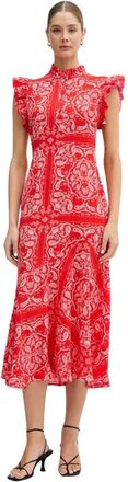 Never Fully Dressed Paisley Maxi Jurk - Dames - Casual kleedjes - Rood - S - Polyester - Kleedjes
