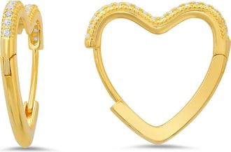 Queen Jewels CZ Pavé Heart Hoop Earrings in Gold at Nordstrom Rack