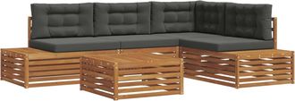 vidaXL Conjunto De Sof&aacute;s De Exterior 5 Pieza Natural Y Antracita Vidaxl
