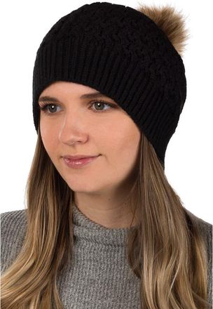 Patricia Nash Faux Fur Pompom Beanie in Black at Nordstrom Rack
