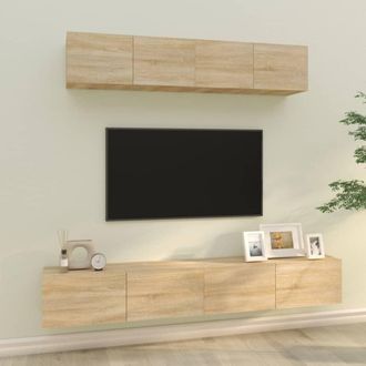 vidaXL Vidaxl - Set De Muebles Para Tv 4 Pzas Madera Contrachapada Roble Sonoma