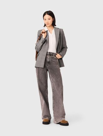 Maje Wide-leg Jeans With Chain-link Belt - Grey - Maje