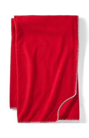 Lands End Cozy Plush Fleece Throw Blanket in Compass Red at Nordstrom