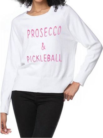 Golden Sun Cotton Crew Prosecco & Pickleball Sweater In White