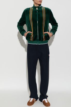 Casablanca Velvet Sweatshirt With A Stand-up Collar, Mens, Green