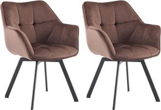 Clp Lote De 2 Sillas De Comedor Jordi Terciopelo Marr&oacute;n