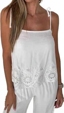bobi Square Neck Tie Cami Top In White
