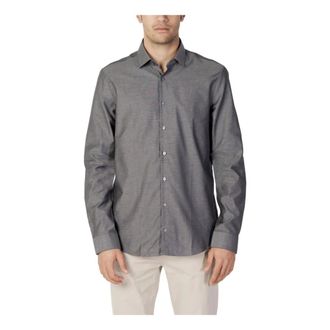 Calvin Klein Grijs Gem&ecirc;leerd Casual Overhemd - Heren - Casual Overhemden - Grijs - 2XL - Leer - Overhemden