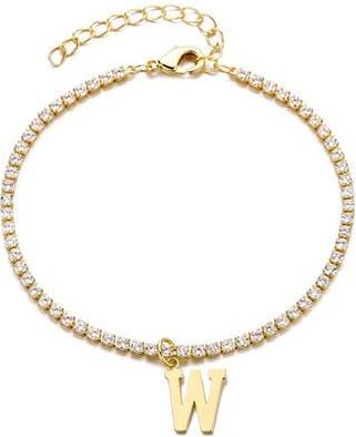 Adornia Initial Charm Tennis Bracelet in Gold-W at Nordstrom Rack