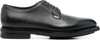 Santoni Zwarte Leren Derby Schoenen - Heren - Nette schoenen - Zwart - 42 EU - Leer - Schoenen
