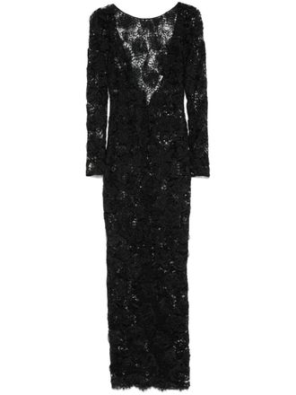 Alessandra Rich Abito lungo con paillettes - Nero